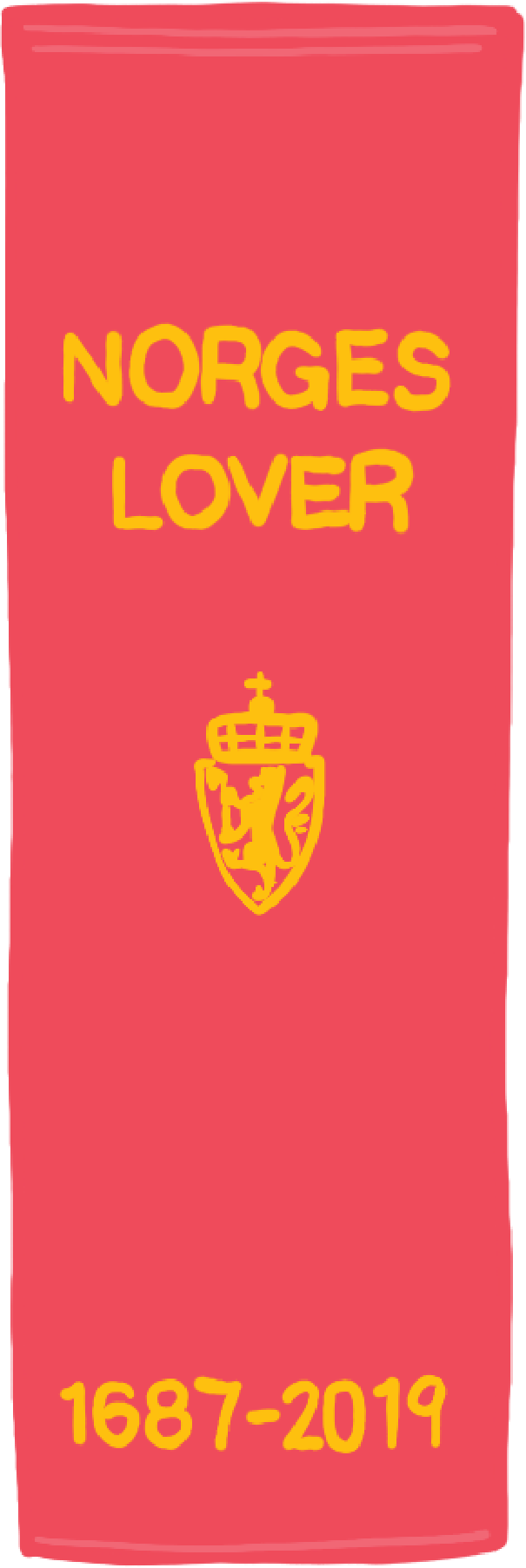 Norges lover 1687-2019 (tegning av bokrygg)